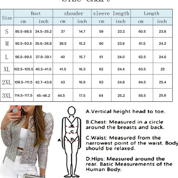 Women Casual Open Front Sequin Jackets Cardigan Glitter Long Sleeve crop blazer - Picture 6 of 6